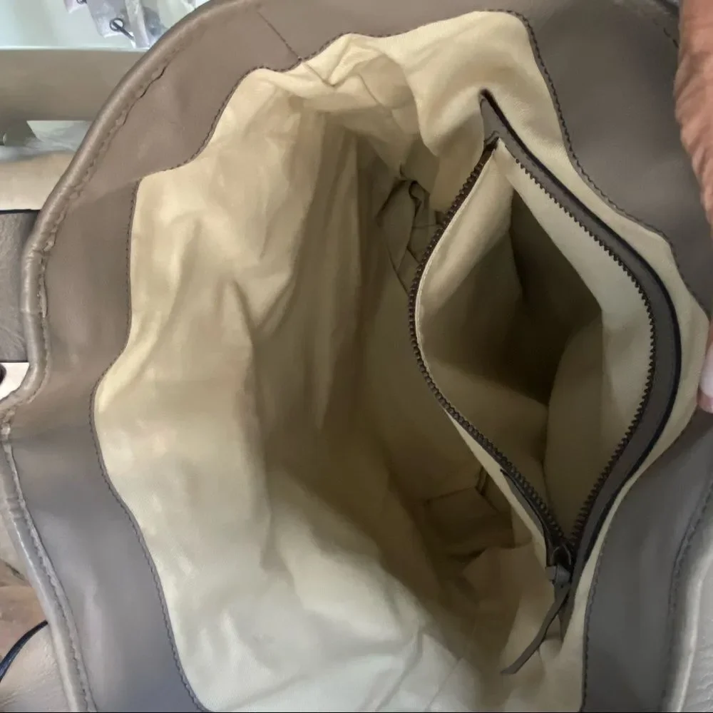 Chloe Taupe Gladys Leather Multi Zippers Tote Bag - Picture 7 of 11
